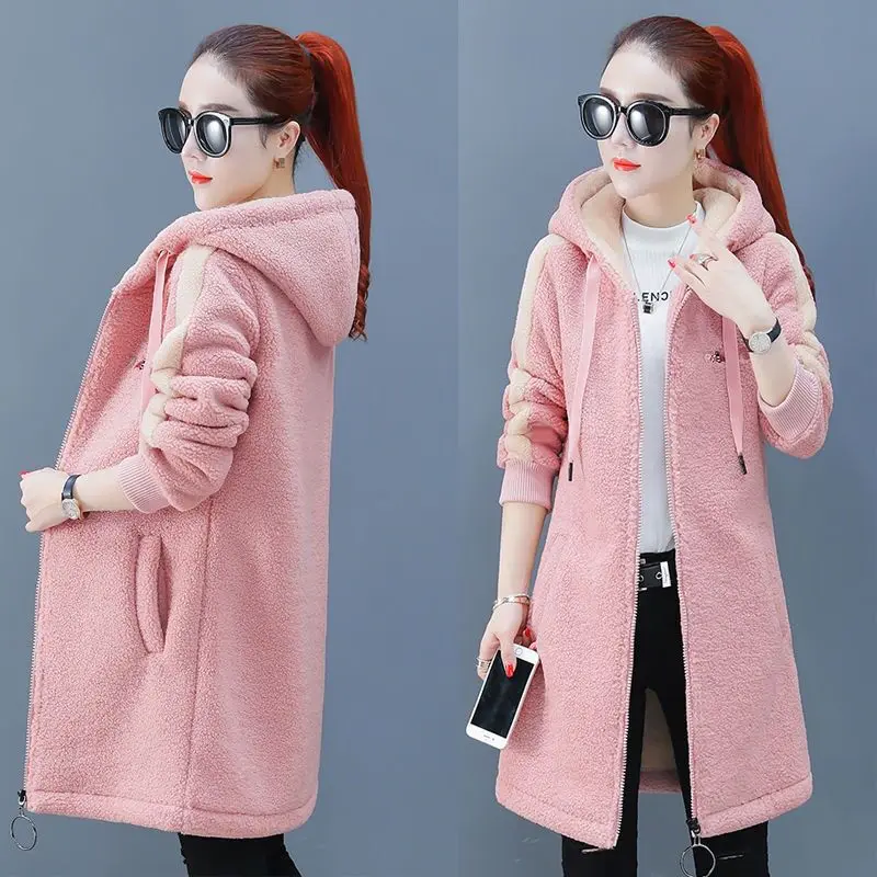 Зимняя теплая подкладка плюшевая молния меховая верхняя одежда с капюшоном