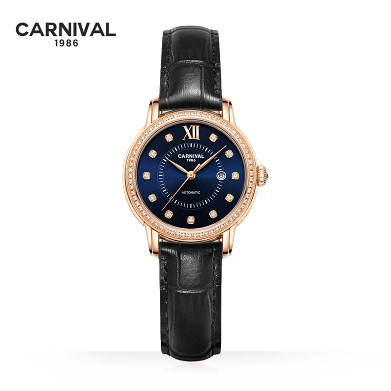 Reloj Mujer CARNIVAL Brand Luxury Women Mechanical Watch Ladies Fashion Crystal Sapphire Automatic Wristwatches Waterproof Clock