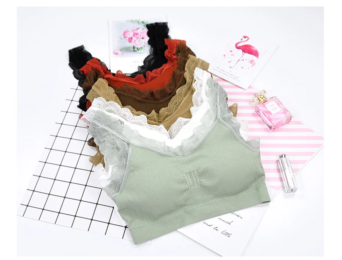 Женский/Женский хлопковый жилет Милая Сексуальная майка кружевной бюстгальтер