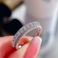 huitan silver color wedding bands bling bling cubic zircon ring for women high quality simple delicate lady ring fashion jewelry