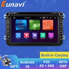 Автомагнитола Eunavi, мультимедийный плеер 2 Din с Android 10, DVD, GPS, для VW Golf, Polo, Tiguan, Passat b7, b6, Seat, Skoda Octavia, Carplay