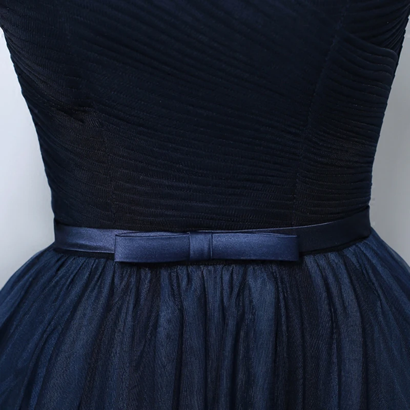 

Elegant Blue Evening Dress Illusion Off The Shoulder Ball Gown Pleat Lace Tulle Floor-Length Luxury Women Formal Dresses TS447