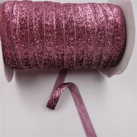 16mm rose color sparkle glitter metallic velvet ribbon for headband clips bow wedding decoration diy craft sewing
