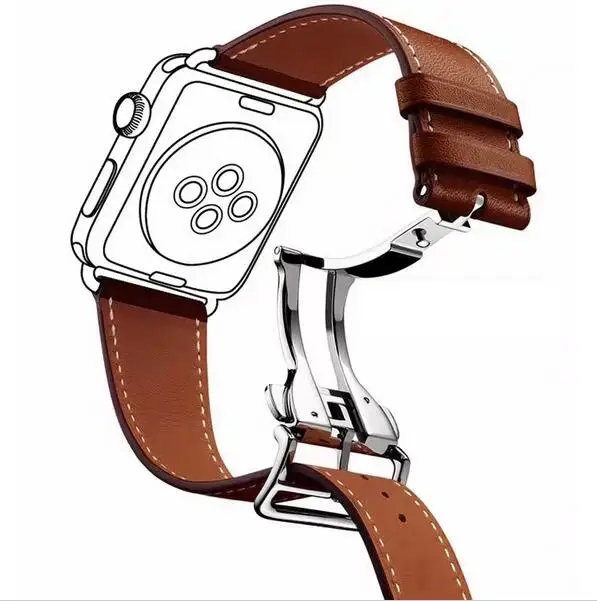 Ремешок из натуральной кожи для Apple Watch Band 5 4 3 2 1 с пряжкой iwatch 42 мм 38 40 44 мм|Ремешки