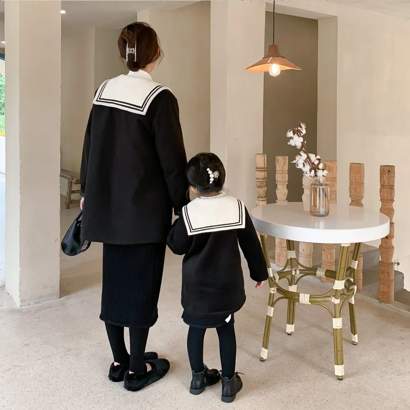 

Одежда для родителей и детей, новинка зимы 2020, стеганое шерстяное пальто для девочек, синее пальто с воротником