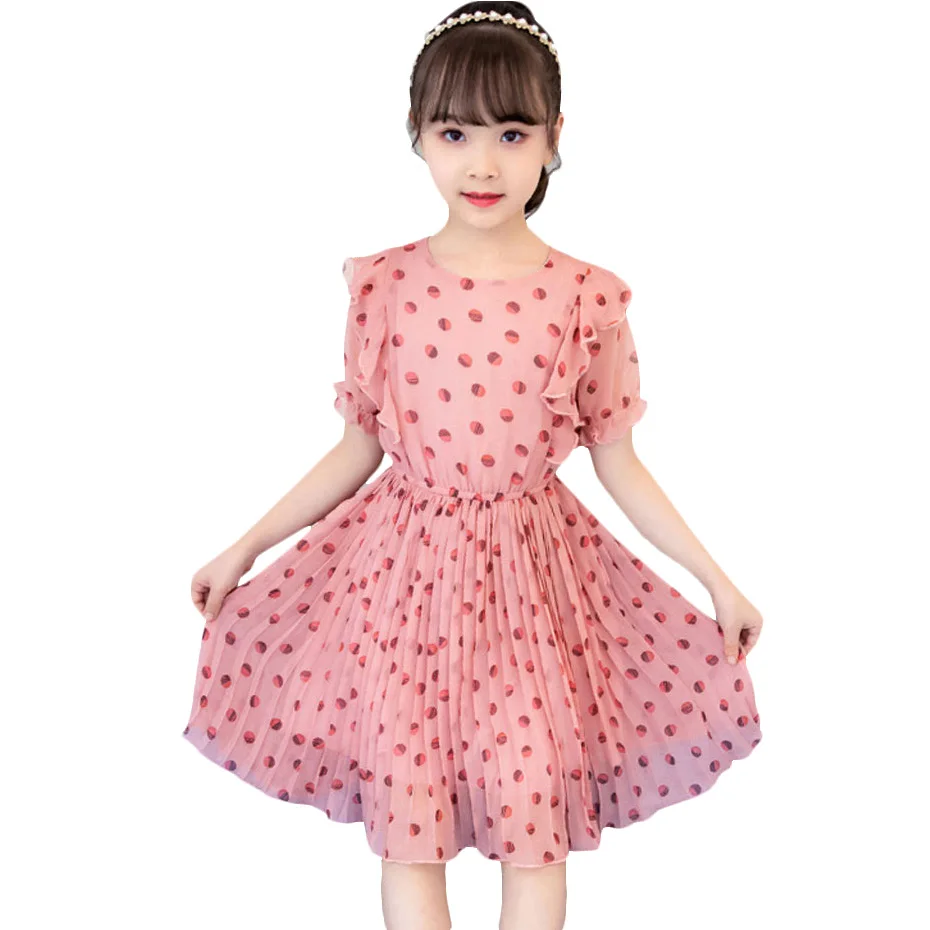 Платье для девочек летние платья в горошек повседневное стильное пляжное платье