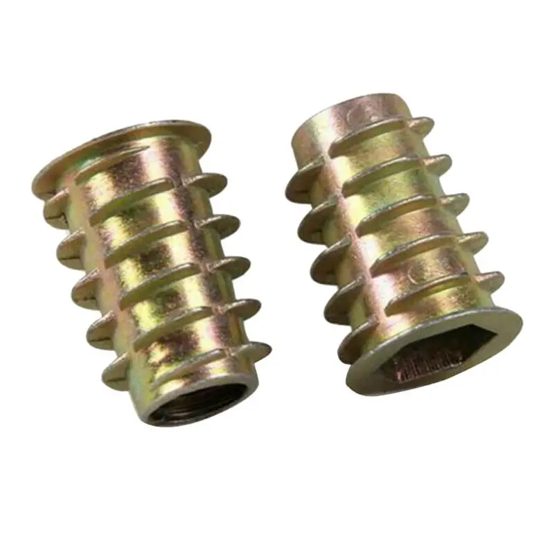 100pcs Zinc Alloy Furniture Hex Socket Screw Inserts M4 M5 M6 M8 M10 Threaded Drive Tool Kit Wood Nuts |
