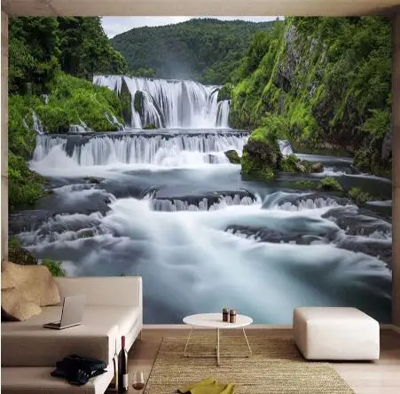 

Canvas Waterfall Wallpaper Mural Nature Landscape Wall Paper for Living Room Bedroom Wallpapers Hotel Decor Nature Forest Murals