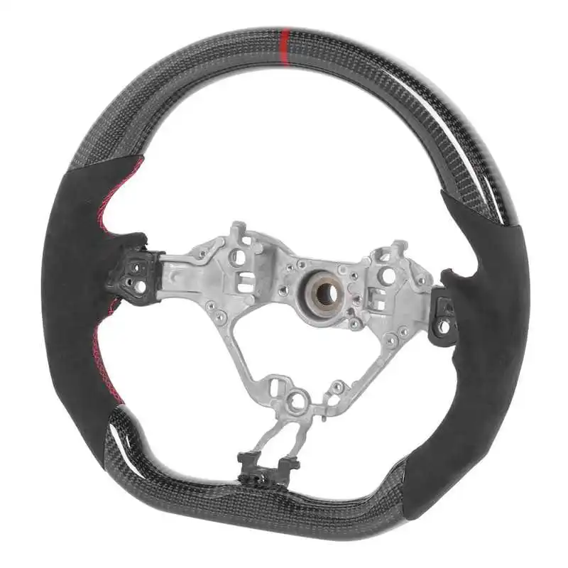

New Carbon Fiber Steering Wheel Suede Hand Grips Red Stitching Fit for Subaru BRZ 2017 2018 2019-2020