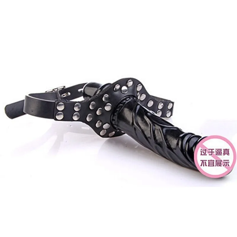 Взрослые игры удлиняют двухсторонний дилдо кляп рот фаллоимитатор ремешок на