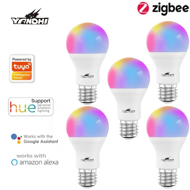 

10W Tuya Zigbee Smart Light Bulb E27 LED RGB Lamp Work With Alexa Google Home 220V-240V RGB+CCT Dimmable Timer Function Bulb
