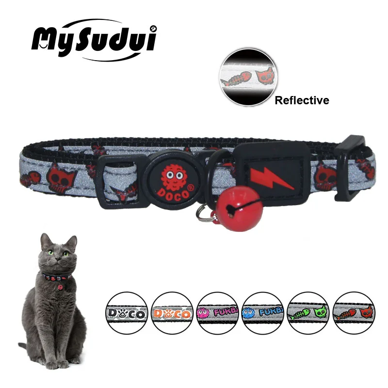 Mysudui кошачий ошейник с колокольчиком светоотражающий защитный для кошек