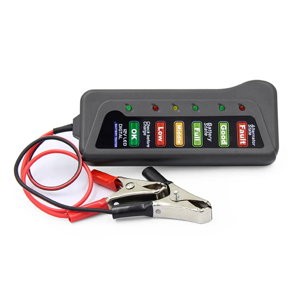 12V Цифровой Батарея Генератор тестер с 6 светодиодный свет Дисплей Автомобильная