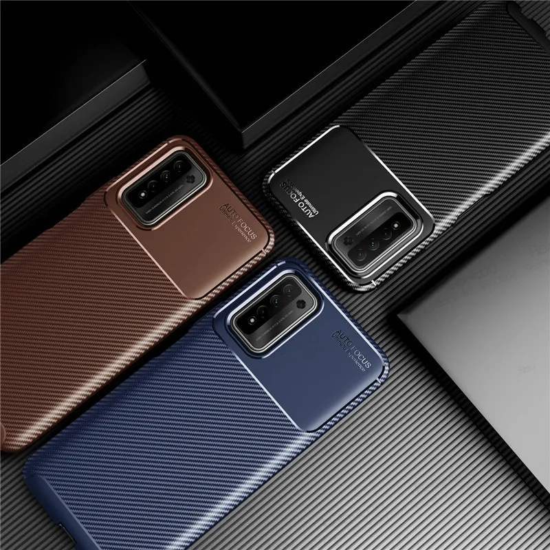 

On Honor 10X Lite Case Carbon Fiber Phone Cover For Huawei Honor 10X Light 10 X X10 Hono Honer Xonor Silicone Shockproof Coque
