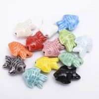 10pcs mix color ocean fish ceramic beads 16x19mm loose spacer bead for jewelry making diy bracelet necklace earring accessories