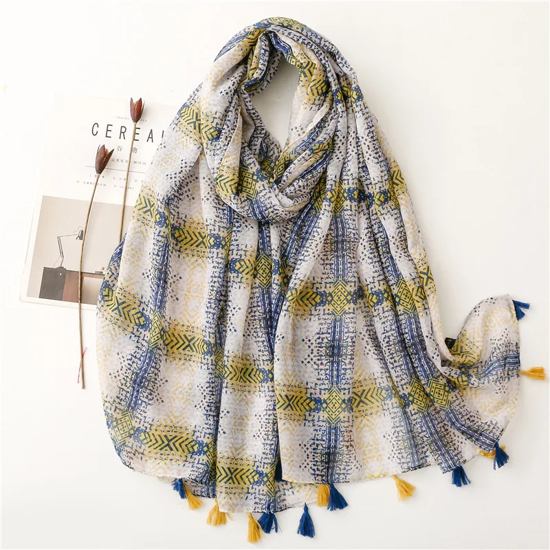 

Spring New Plaid Pattern Scarf for Women Plaid Pattern Large Shawl Stole Soft Viscose Scarves 2022