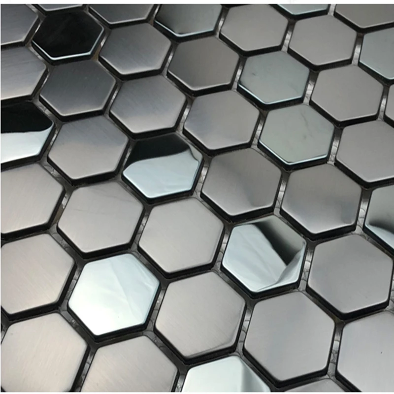 Современный черный матовый микс Глянцевая шестиугольная Мозаика из металла