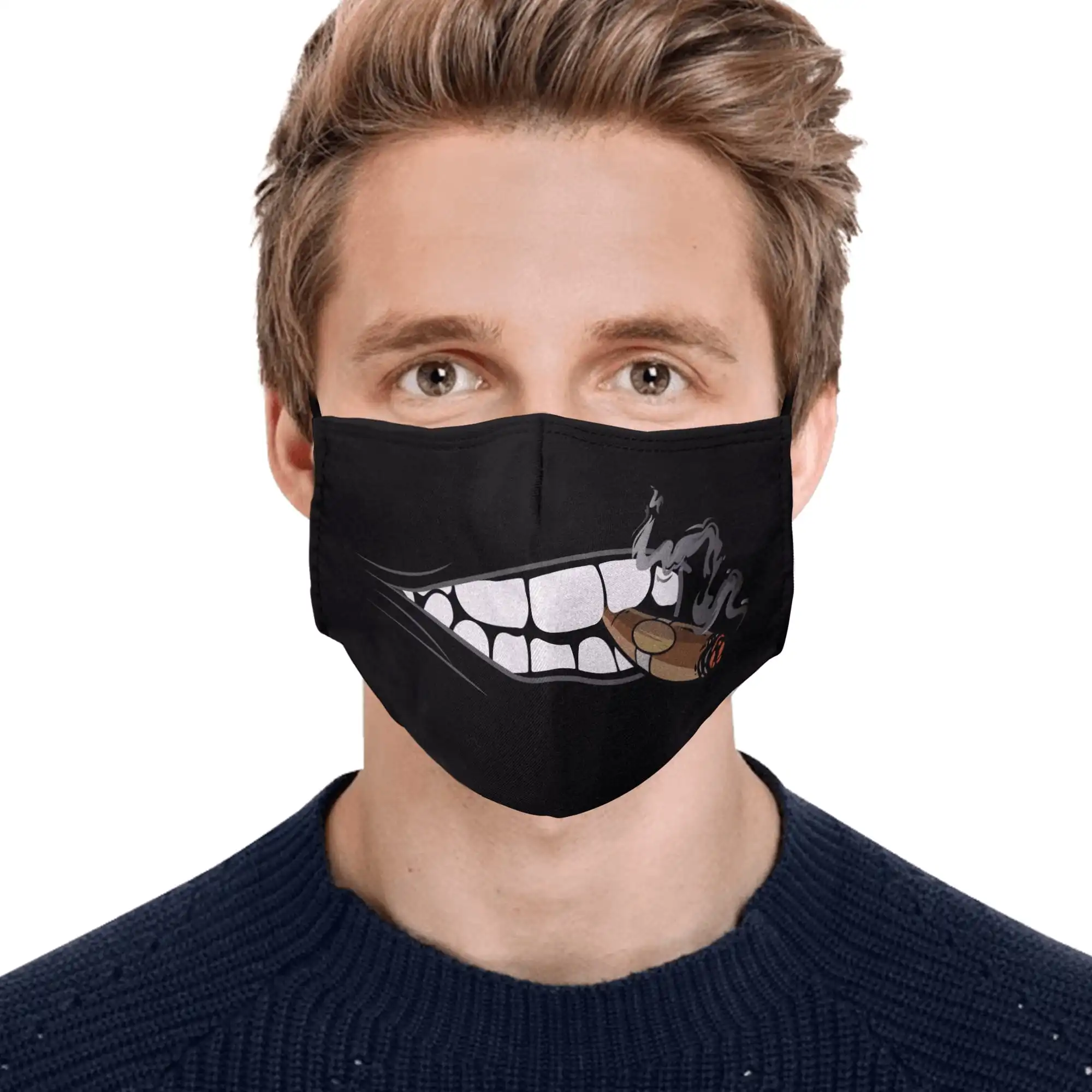 

Funny Cigar-Mouth Sarcastic Mouth Covering, Washable Reusable Fabric Face Mask with Filter