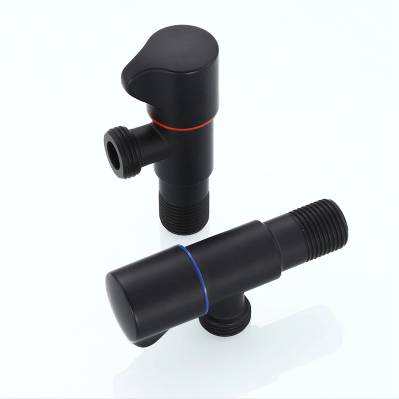 

Bathroom Angle Filling Valve Faucets Black Stainless Steel Kitchen Cold Hot Mixer Tap Accessories Standard G1/2 Threaded