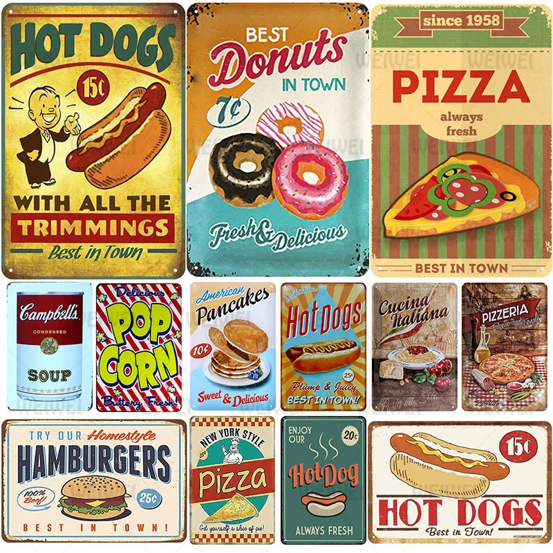 

Hot Dogs Plaque Metal Vintage Tin Sign Pin Up Shabby Chic Decor Metal Signs Vintage Bar Decoration Metal Poster Pub Metal Plate