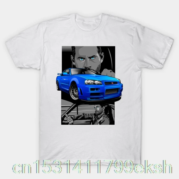 JDM пол Волкер x GTR R34 футболка мужской свитер с О образным вырезом коротким рукавом