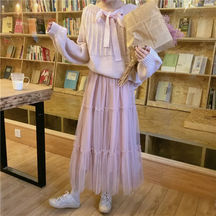 RUGOD/Новинка года, женский осенний свитер или кружевная рубашка, милая, на шнуровке, с двумя боковыми носками, Свободный пуловер, свитер, Модная Тонкая футболка с подкладкой