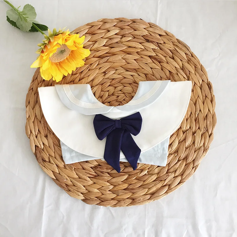 Baberos de algod&oacute;n para beb&eacute;, ni&ntilde;a y ni&ntilde;o, accesorios redondos suaves e impermeables de cuello falso, ropa de cuello de encaje de estilo coreano, art&iacute;culos para ni&ntilde;os-1