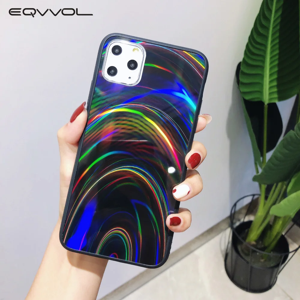 Eqvvol градиентный Радужный чехол для iPhone 11 Pro Max XS XR X 6 6S 7 8 Plus крутая яркая задняя