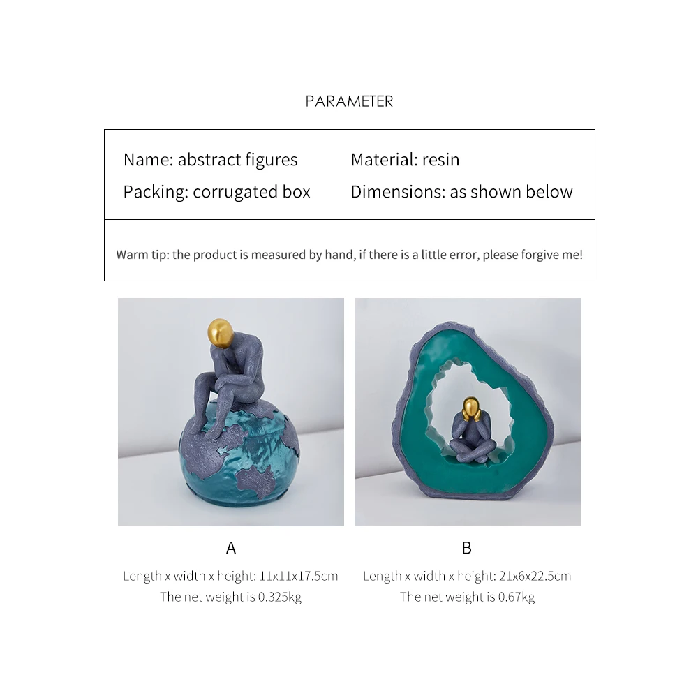 

Nordic Abstract Thinker Statue Resin Modern Home Decor Figure Sculpture Office Desktop Accessories Aesthetic room decor Gift