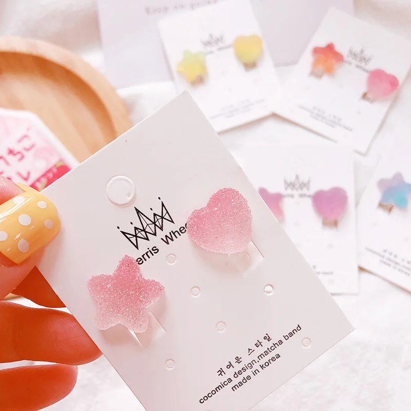 Pink earrings Мягкие серьги-клипсы карамельного цвета со звездами, не прокалывающиеся, невидимые женские ювелирные изделия, подарки для девушек, без отверстия для ушей для женщин, Simpl - Окраска металла: Pink earrings