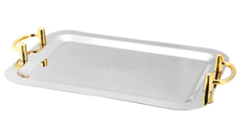 Нержавеющая стальная зеркальная пластина с ушками тарелка для фруктов и конфет