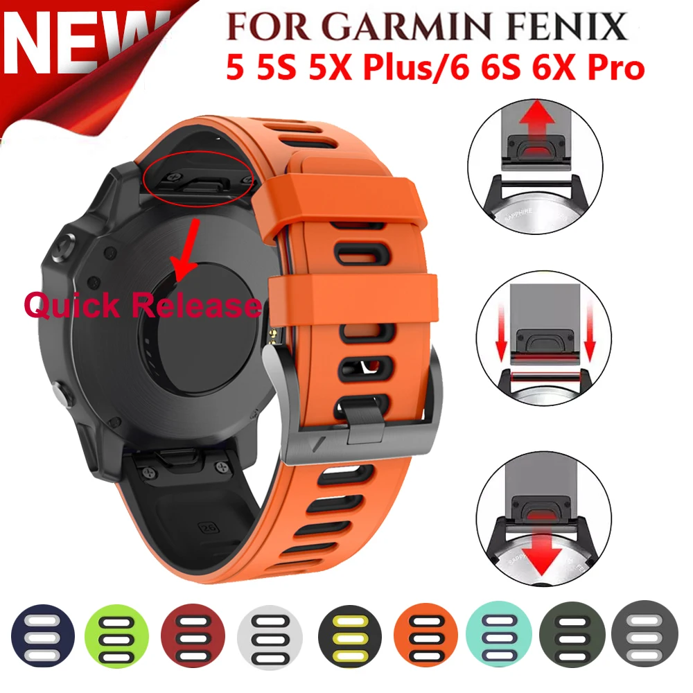 26 22 мм силиконовый ремешок для наручных часов Garmin Fenix 6X 6 6s 5X 5 5S 3HR Forerunner 935 Quick Release