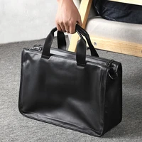 men genuine leather large briefcase shoulder laptop bag 15 inch soft leather big handbag multi layer travel men bag business bag