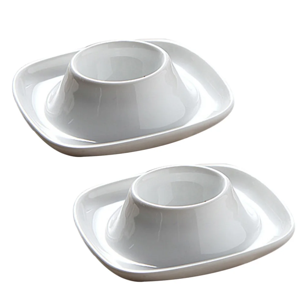 

2pcs Ceramic Egg Cup Simple Breakfast Egg Holder Practical Egg Stand Egg Rack Home Restaurant (White)