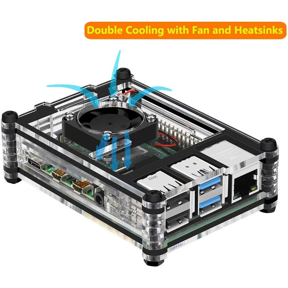 Чехол для Raspberry Pi 4 чехол B с адаптером питания радиатор вентилятор Модель B/Pi |