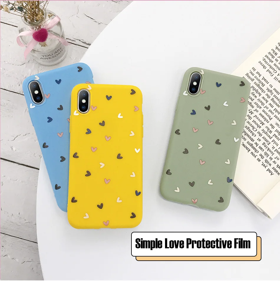 KJOEW чехол для телефона для iPhone 11 Pro Max X XS XR Xs Max 6 6s 7 8 Plus карамельный цвет Любовь Сердце Мягкий ТПУ силиконовый защитный чехол Капа