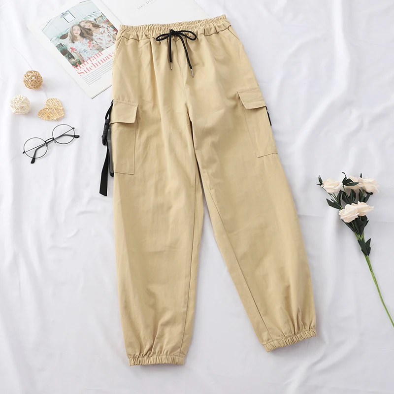 2019 модные женские брюки с высокой талией свободные до щиколотки джоггеры для