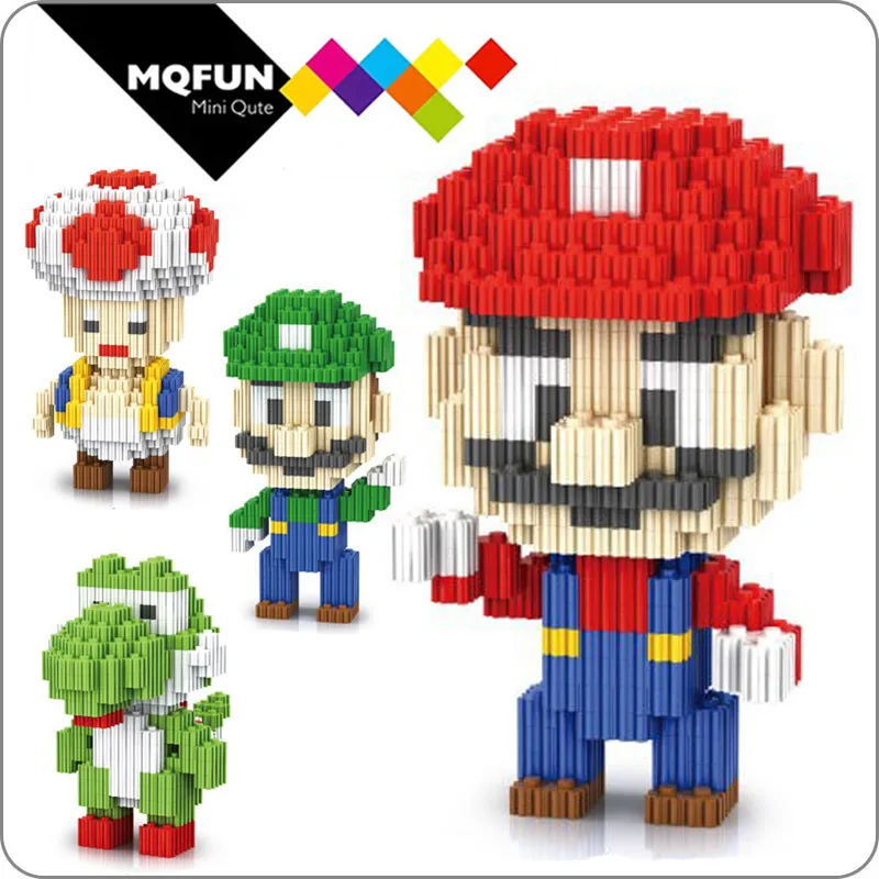 Linkgo игровые модели Сделай Сам Yoshi Super Mario Bros алмазные блоки Строительные кирпичи игрушки 3D сборки фигурки развивающие игрушки