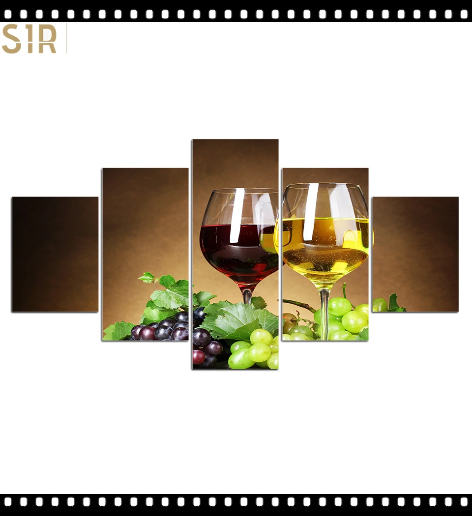

Home decor Poster Print Canvas Painting Picture Home Decor Modern 5 Pieces Pictures Wall Art for Living Room Wine