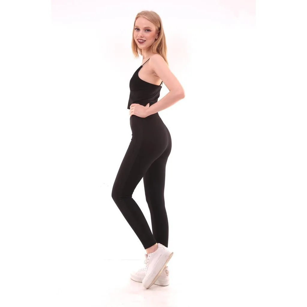 Almila So Bright Black Silvery Seritli Women Leggings 4010S