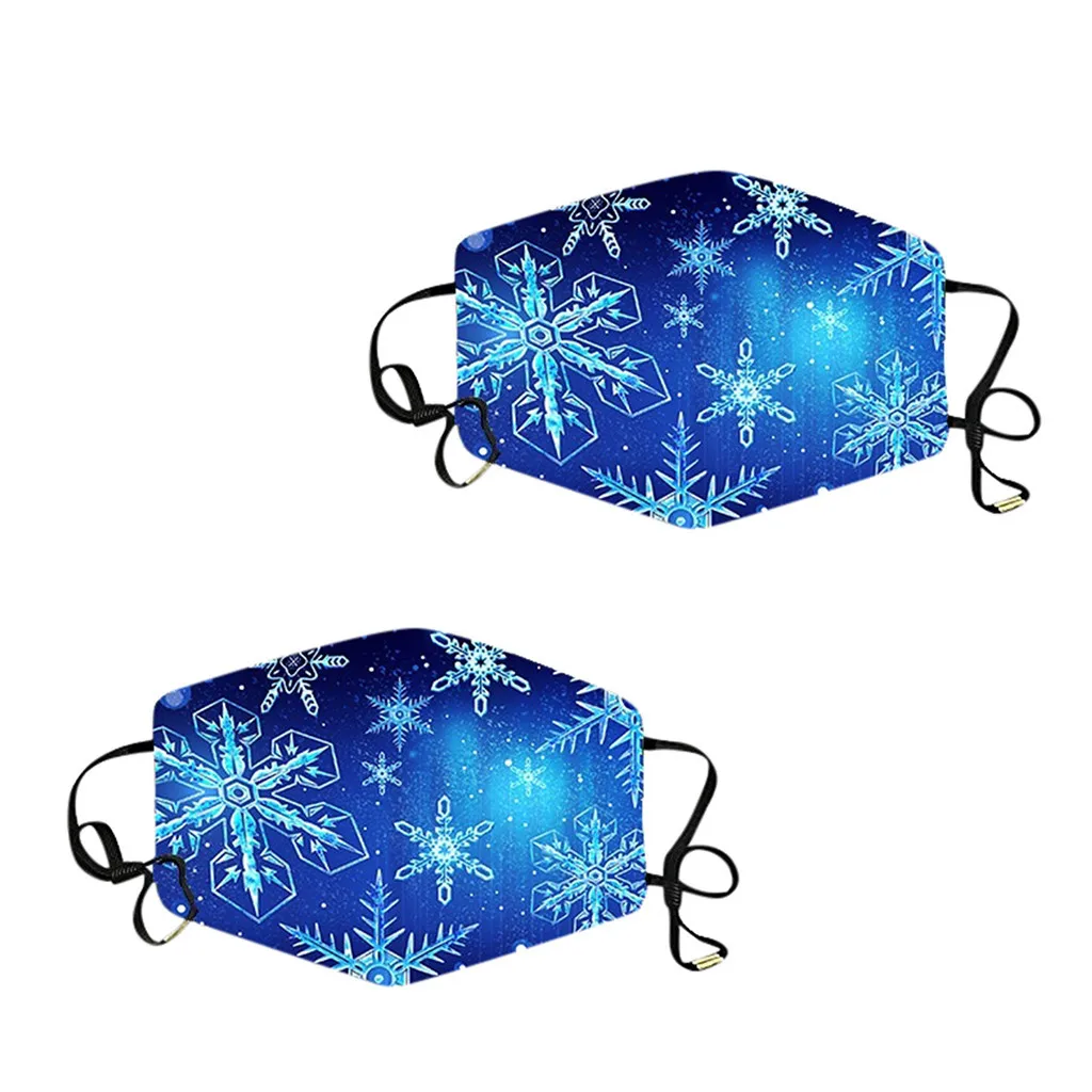

2PCS Cotton Reuse Fabric Face Mask Fashion Christmas Unisex Adult Print Outdoor Design Mask Masques Lavables Homme Bijoux Femme