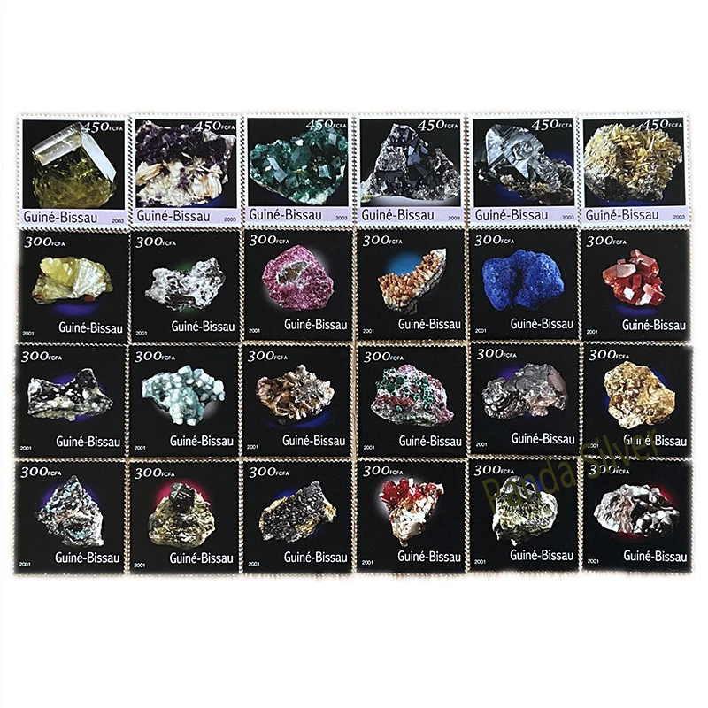 Набор из 24 почтовых штампов Гвинеи-биу почтовые штампы каменная минеральная руда