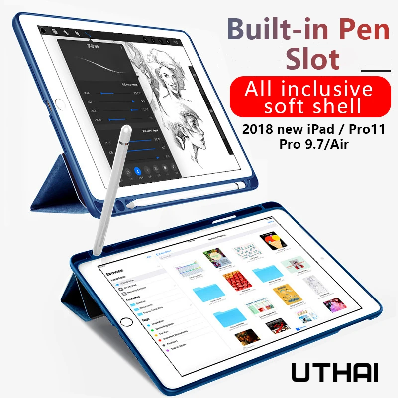 Утхай E006 для iPad чехол 2018 Pro 11 дюймовый Премиум искусственная кожа + ультра