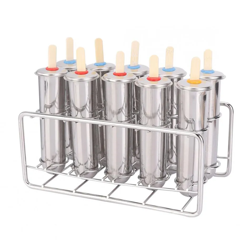 

Durable Frozen Stainless Steel Popsicle Molds Ice Cream Stick Holder Silver Home DIY Ice Cream Moulds Round Ice Mould