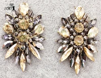 yayi jewelry fashion boho brown glass crystal rhinestone dangle women ancient gold color wear ear band long tassel earrings