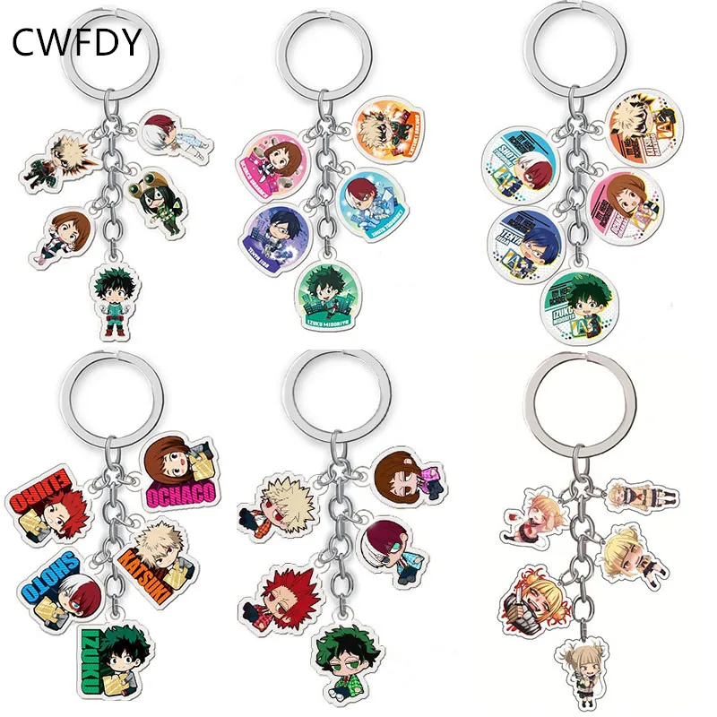 6 Styles Anime My Hero Academia Keychain Cartoon Figure Boku No Hero Academia Double Sided Transparent Acrylic Key Chain Gifts