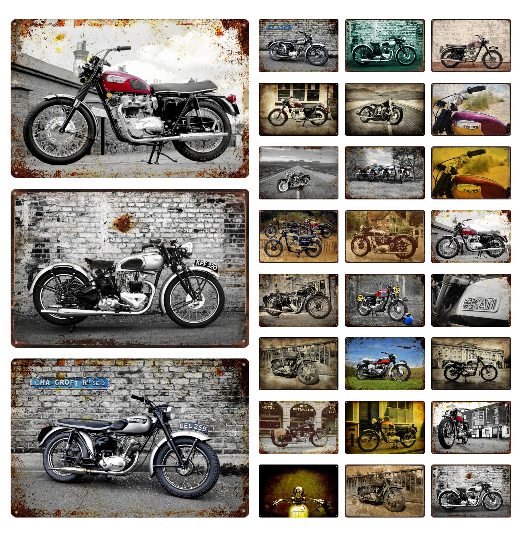 

Металлический логотип в стиле ретро для гонок на мотоцикле, жестяная пластина, украшение для гостиной, винтажная вывеска Бар Кафе гараж Rules ...