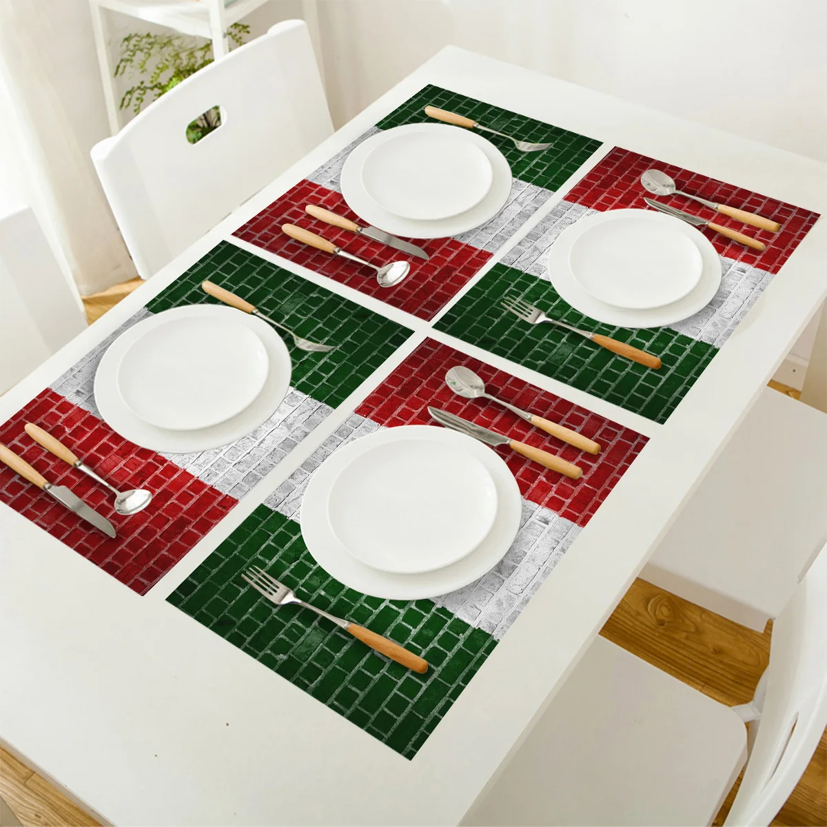 Portuguese Flag Wall Tile Pattern Table Mat Kitchen Decoration Placemat Napkin For Wedding Dining Accessories | Дом и сад