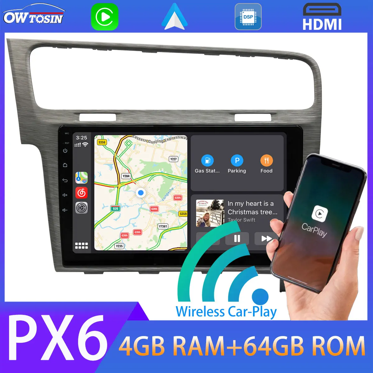 10 1 &quotPX6 4G + 64G андроид автомобиль радио GPS для 2013 2014 2015 VW Golf 7 MK7 2016 2017 2018 2019 HDMI Auto