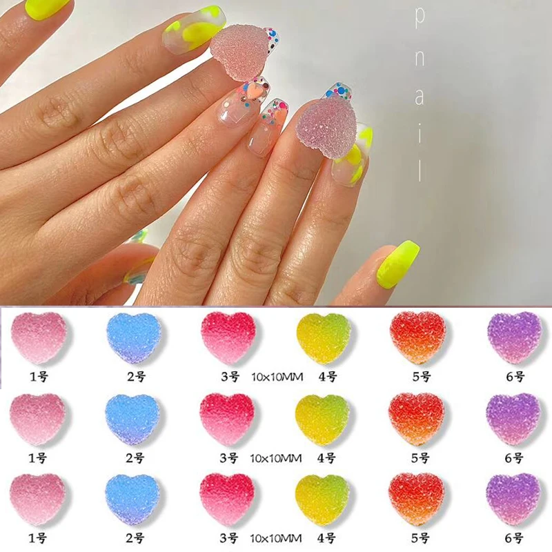 50 шт./лот мягкие конфеты форма сердца градиент желе милый горный хрусталь 3D